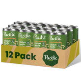 Pacific Foods Organic Chicken Noodle Soup can front view, ready to heat in minutes