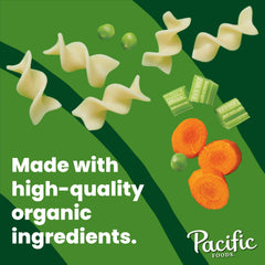 Pacific Foods Organic Chicken Noodle Soup pack of 12 on pantry shelf
