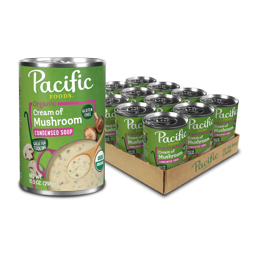Pacific Foods Organic Cream of Mushroom Soup can pack for easy weeknight meals