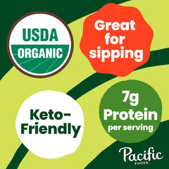 Steaming cup of Pacific Foods bone broth ready to sip