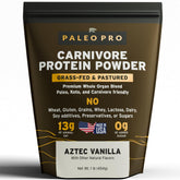 Paleo Pro Carnivore Complete Aztec Vanilla package highlights clean protein for keto-friendly nutrition.