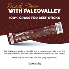 Paleovalley fermented probiotic beef sticks offer shelf-stable gut-friendly nutrition.