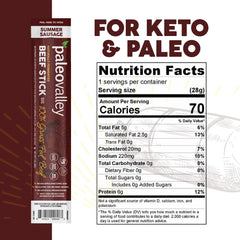 Paleovalley gluten-free beef sticks stay fresh for gluten-free snacking.