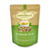 Palm Beach Medicinal Herbs Slippery Elm Tea in a foil pouch preserves freshness for daily relaxing moments.