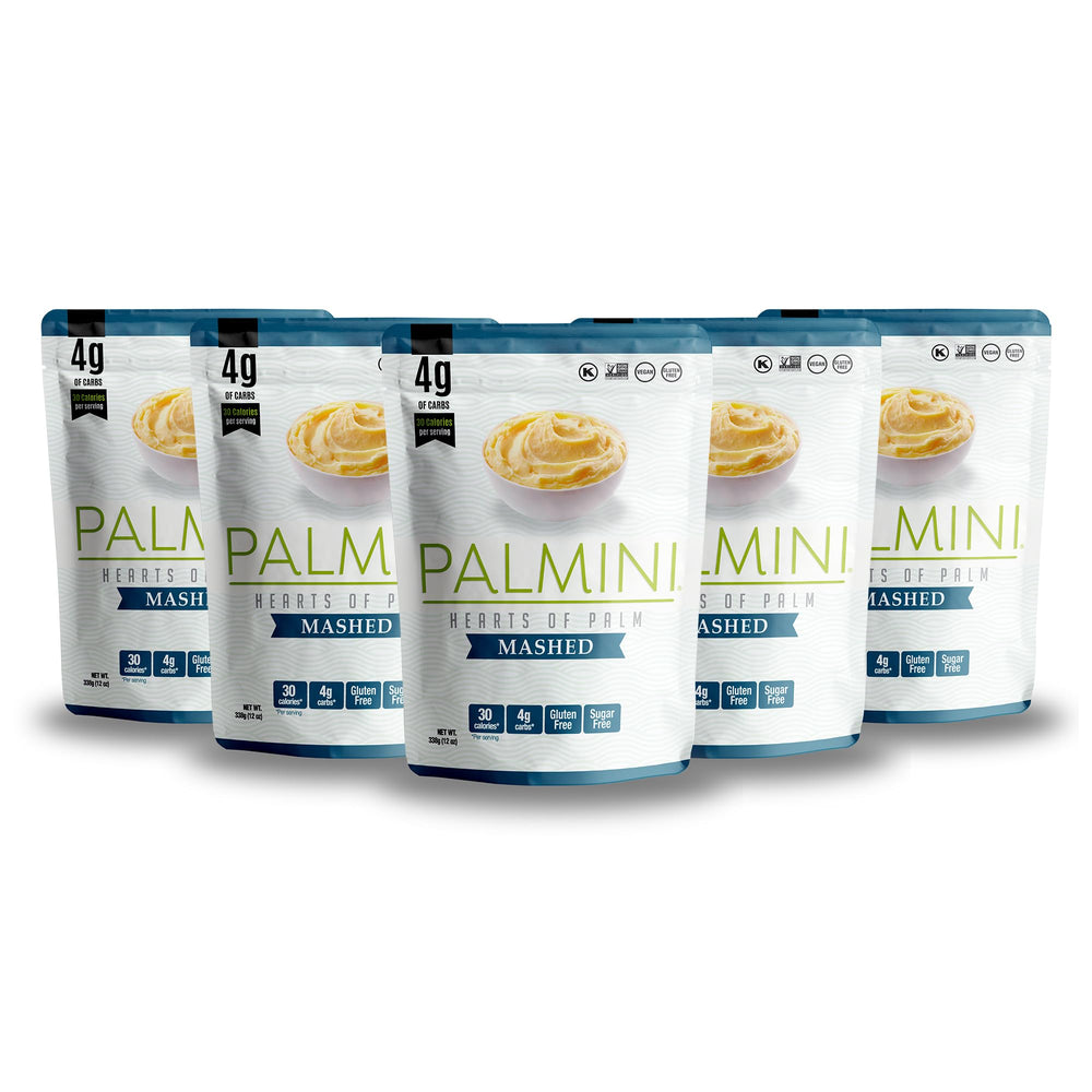 Palmini Mashed packaging view highlighting convenient pantry storage.