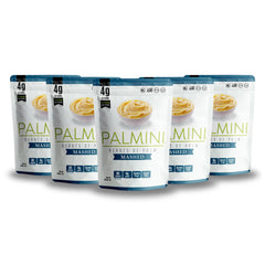 Palmini Mashed packaging view highlighting convenient pantry storage.
