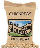 Palouse Brand glyphosate-free chickpeas in a 5lb bag for pantry meals