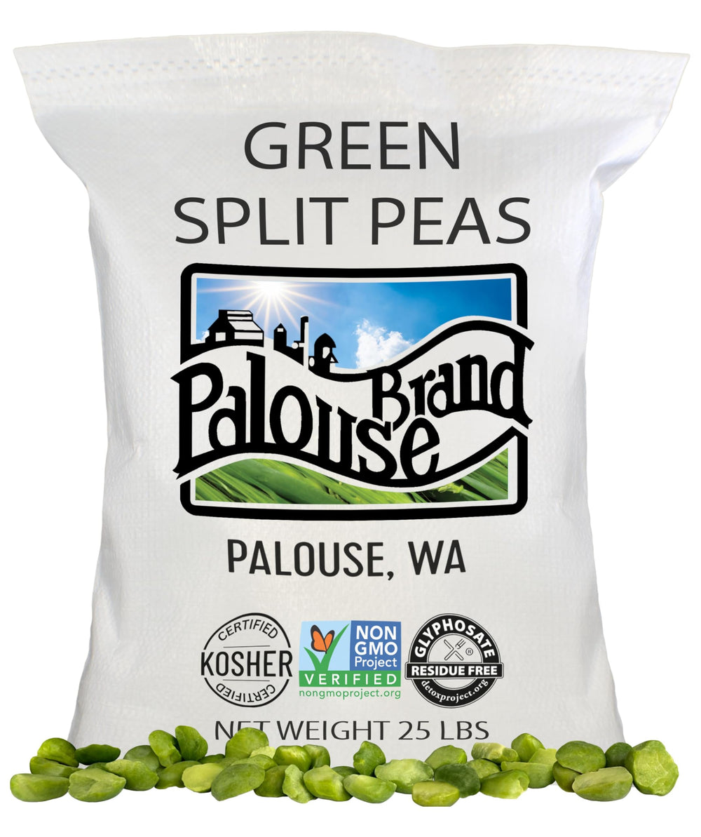 Palouse Brand split peas green bag front for home cooking.