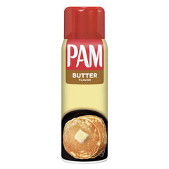 PAM butter cooking spray can-stand shown for upright storage and easy use.
