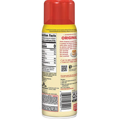 PAM No-Stick spray nozzle close-up, promotes even coverage and prevents sticking during grilling or frying.