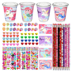 PAMMYAN Valentines stationery set box with colorful items for classroom use