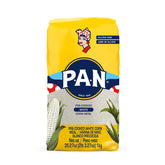 PAN white corn meal packaging shows a gluten-free staple for Latin cooking.