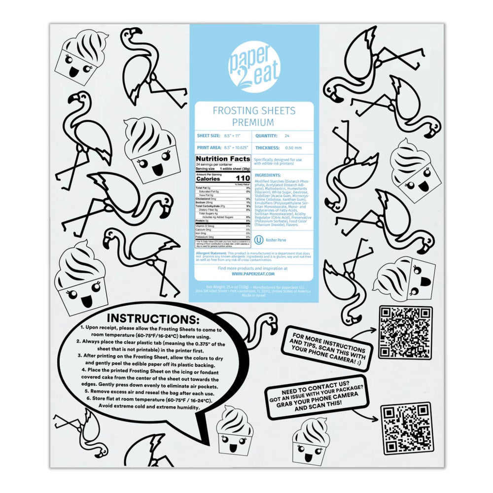 paper2eat frosting sheets in 8.5x11 size for edible cake toppers