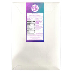 paper2eat Miracle Transfer Sheets printing designs on white chocolate for customized bars