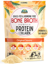 Paradise Naturals Bone Broth Protein Original Savory powder canister highlighting high protein and clean ingredients for meals