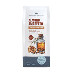 Paramount Roasters Amaretto flavored coffee pour releases almond notes for a rich profile.