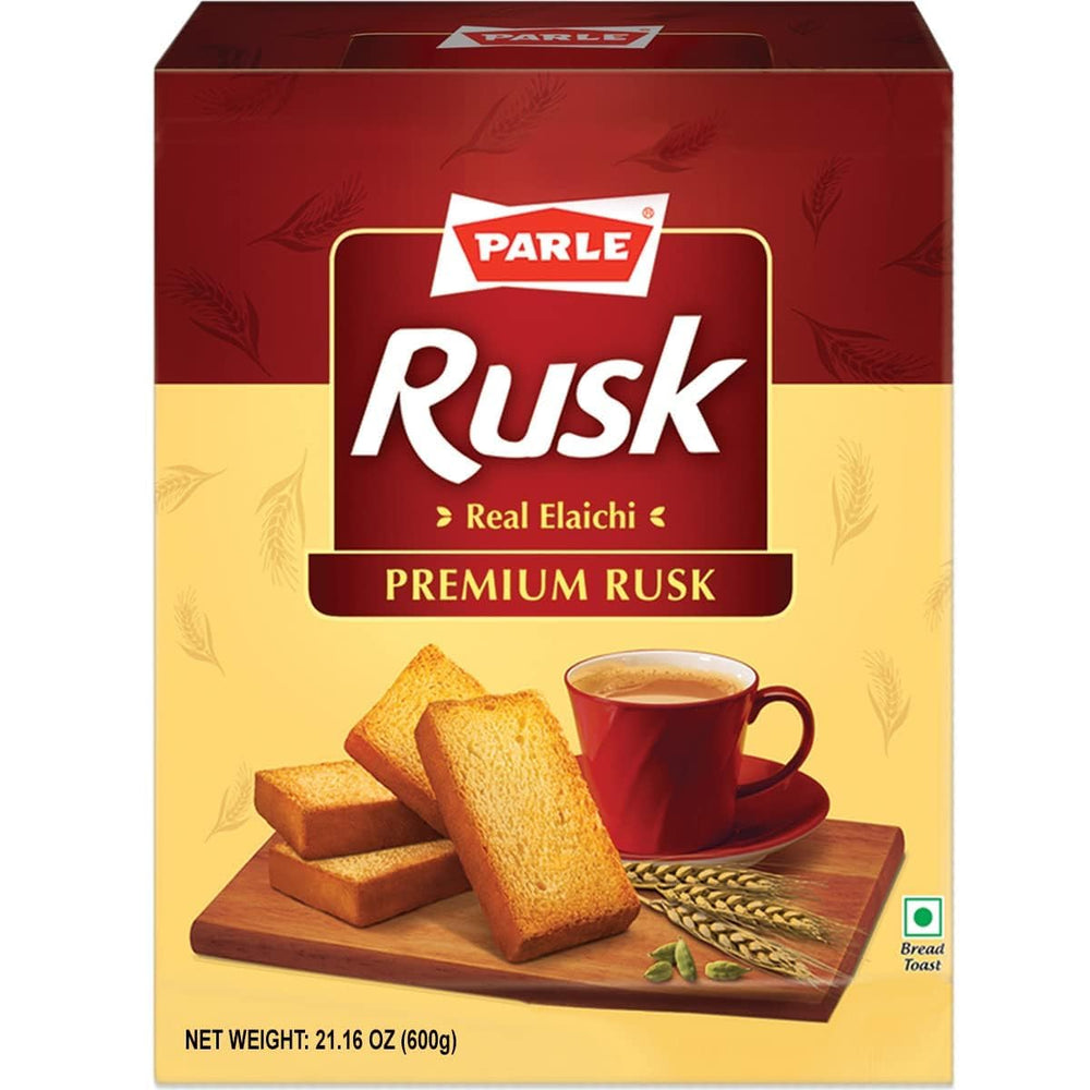 Parle Cardamom Elaichi Rusk crispy slices, ideal with chai for a comforting morning snack