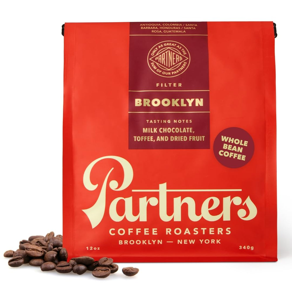 PARTNERS COFFEE ROASTERS Brooklyn Blend bag showing roast date for freshness