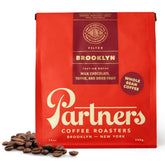 PARTNERS COFFEE ROASTERS Brooklyn Blend bag showing roast date for freshness