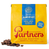 PARTNERS COFFEE ROASTERS Jumpstart bag front signals full-bodied flavor for versatile brewing.