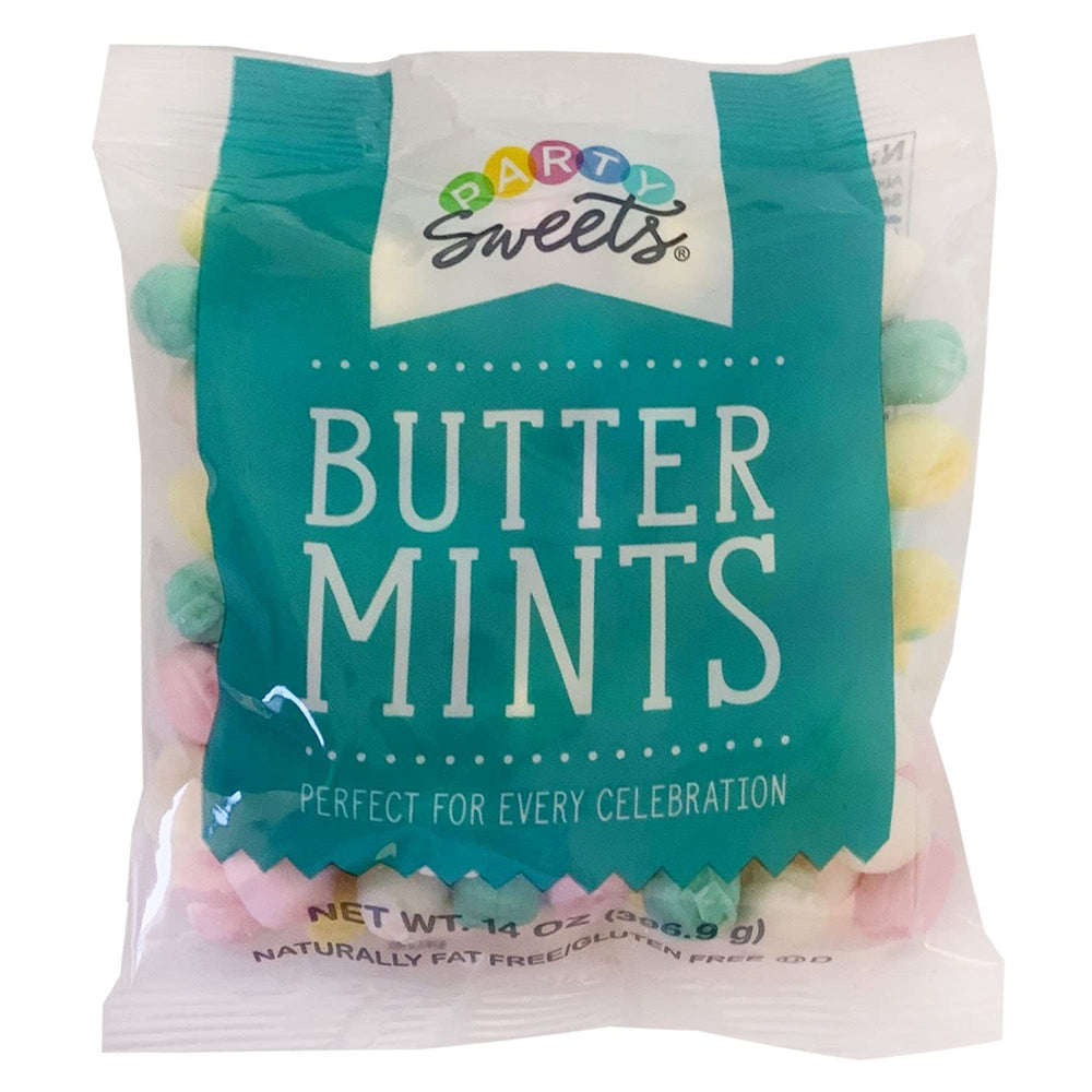 Party Sweets pastel buttermints unwrapped on a table for celebrations.