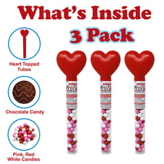 Partypom Valentines red heart tubes with vivid candy-coated chocolates