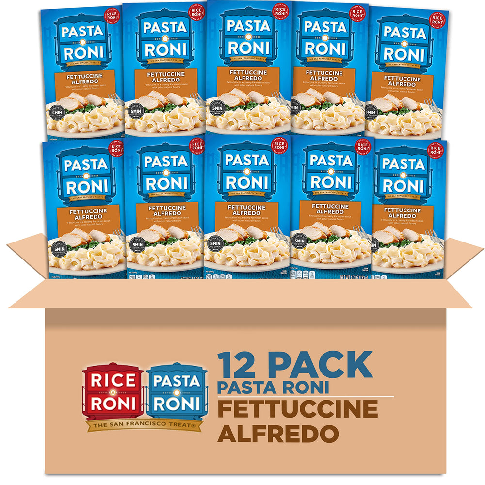 Pasta Roni Garlic Alfredo Fettuccine pack ready in minutes for quick family dinners.