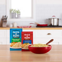 Pasta Roni ready meal with tuna addition, showcasing fast protein for busy weeknights.