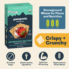 Patagonia Provisions crackers with dipping setup spotlights pairing with dips and toppings