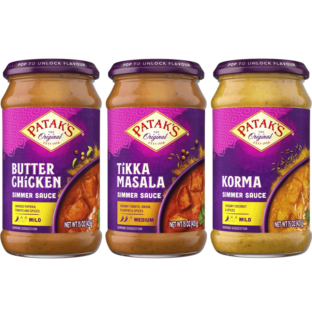 Patak's Butter Chicken sauce jar — creamy base for weeknight dinners.