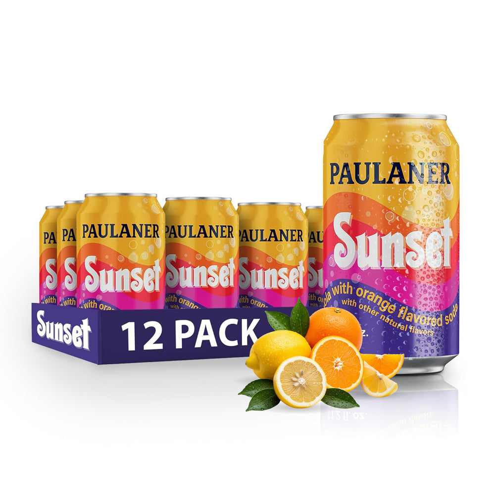 Paulaner Sunset Classic Orange Cola can front view for premium refreshment