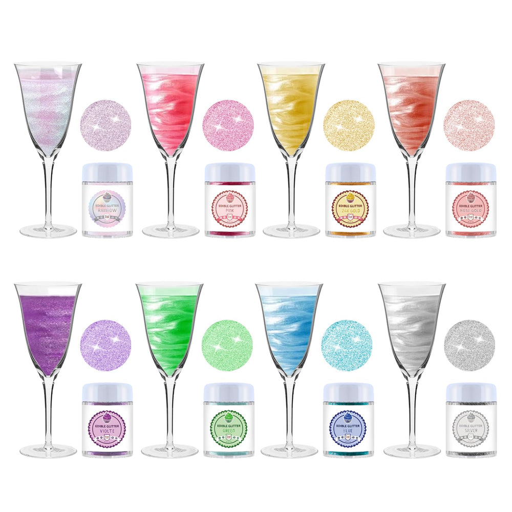PAVADOR Edible Luster Dust 8 Colors Set for vibrant cake and drink decorations.