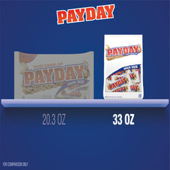 Individually wrapped PAYDAY snack-size bars stay fresh for enjoyment.
