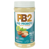 PB2 peanut butter powder bottle showing low-fat, high-protein snacking option