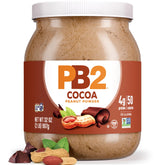 PB2 powdered chocolate peanut butter jar—low-fat mix for creamy shakes.