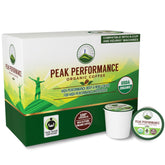 Peak Performance USDA Organic coffee pods are K-Cup compatible for quick, mess-free brewing.