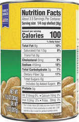 Opened Peanut Patch boiled peanuts can on plate for a warm snack