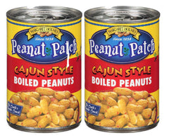 Peanut Patch Cajun Green Boiled Peanuts in two cans for quick, savory snacking.