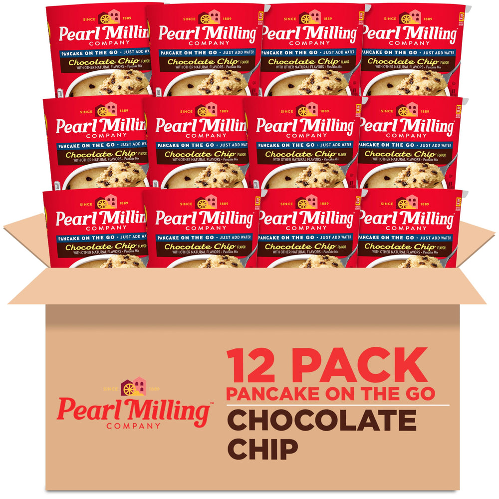 Pearl Milling Company pancake cups chocolate chip pack front for quick breakfasts