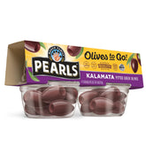 PEARLS Pearls Olives To Go pitted Kalamata olives in a cup, a portable snack