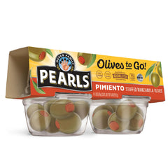Pearls Olives To Go stuffed Manzanilla olives in a cup for on-the-go snacking