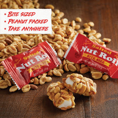 Pearson's Bite-Size Salted Nut Roll with caramel and vanilla nougat texture close-up