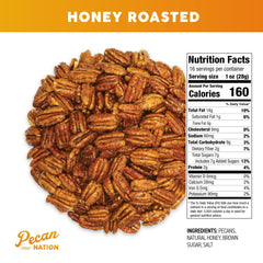 Pecan Nation Honey Roasted Pecans pour honey: drizzle-ready texture for topping bowls or yogurt