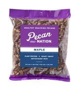 Pecan Nation maple roasted Georgia pecan halves for a crunchy snack.