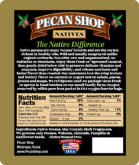Pecan Shop wild-harvested pecans in bag, perfect for keto-friendly recipes.