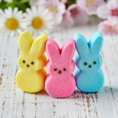 Assorted blue, pink, and yellow PEEPS bunnies ideal for egg hunts.