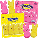 Peeps pink and yellow Easter bunnies front view, ideal for Easter gifting.