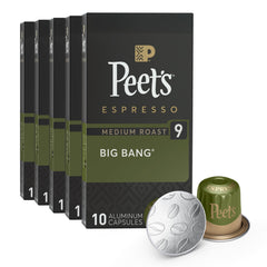 Peet's Coffee Big Bang Intensity 9 capsules pack, bold espresso flavor.