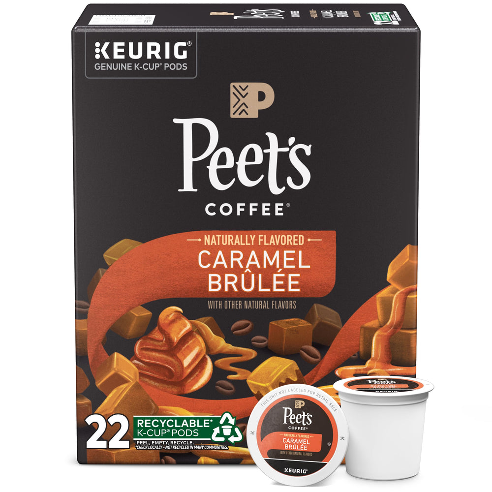 Peet's Caramel Brûlée pod box for quick, flavorful mornings.