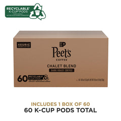 Peet's Chalet Blend K-Cup Pod steaming cup with rich aroma
